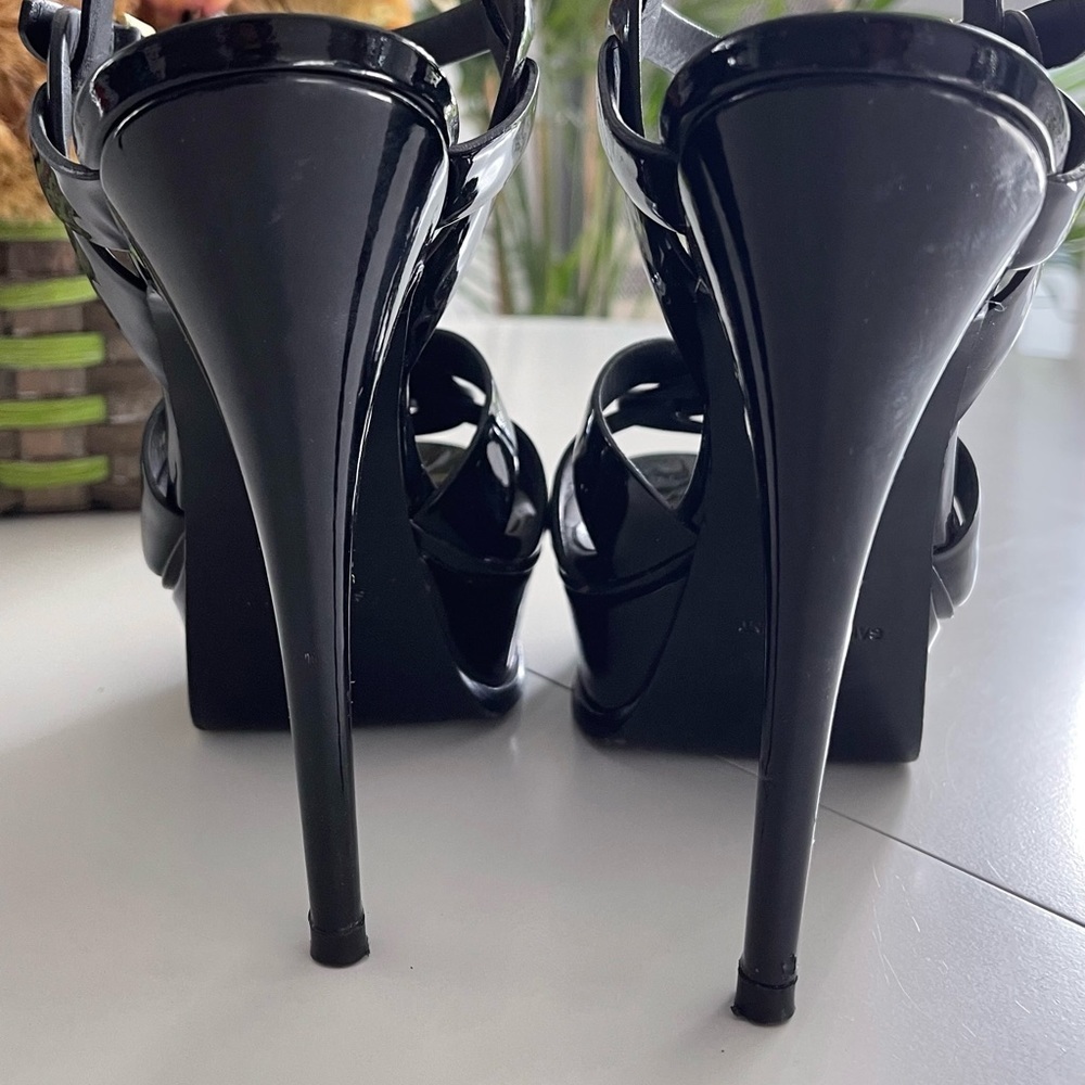 Saint Laurent tribute black patent platform sandals size 8 - Picture 5 of 8